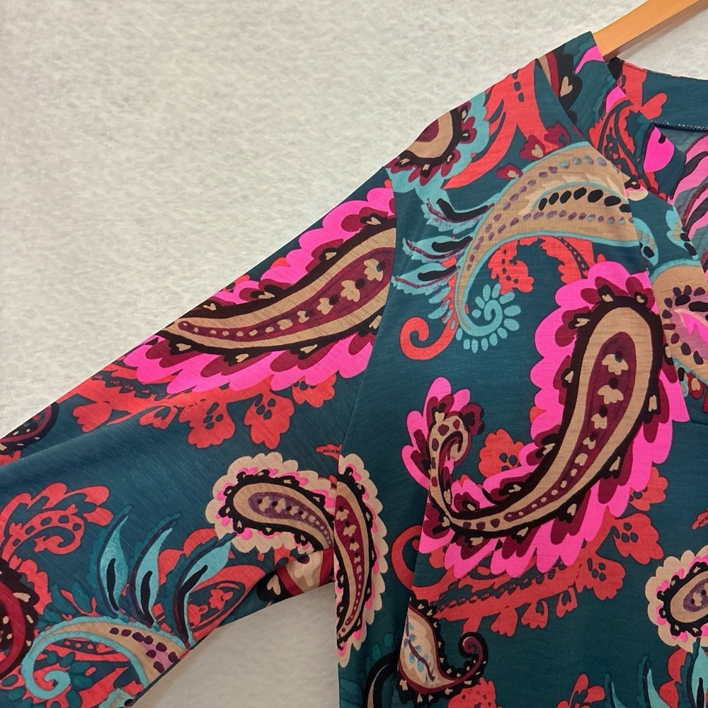 Dear Scarlett Tunic Top XL Bright Pop Art Neon Paisley Stretchy Blouse Flowy - Picture 4 of 8
